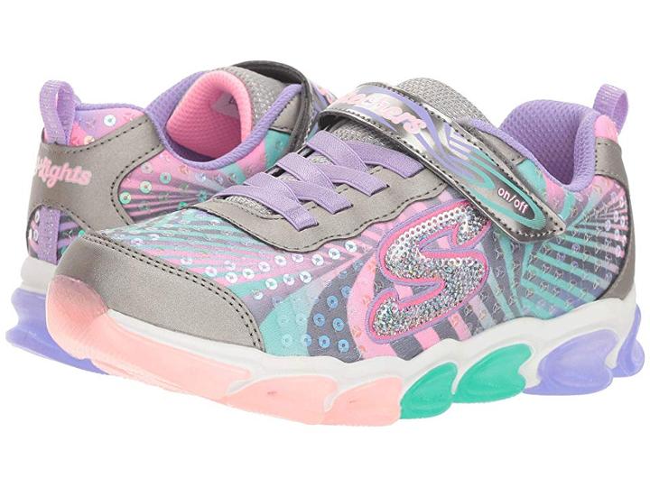 Skechers Kids Jelly Beams 10960l Lights (little Kid/big Kid) (charcoal/multi) Girl's Shoes