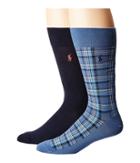 Polo Ralph Lauren Plaid 2-pack Socks (blue) Men's Crew Cut Socks Shoes