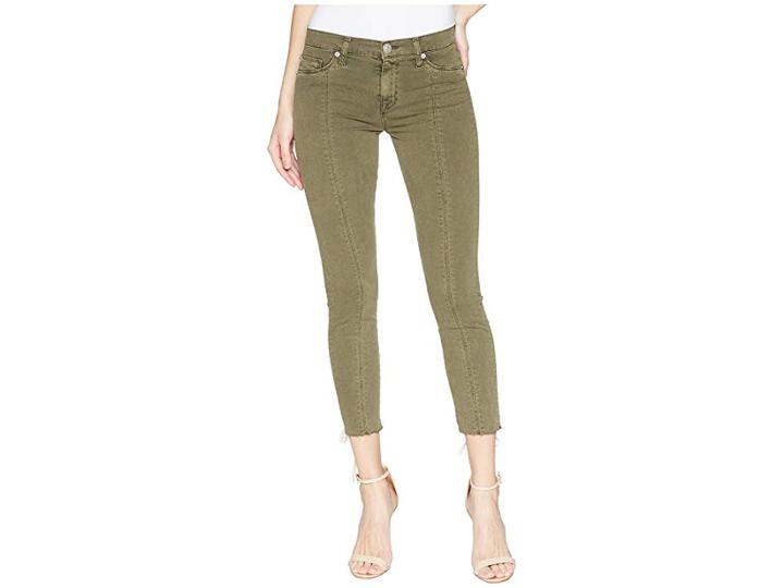 Hudson Jeans Nico Mid-rise Crop Lace-up Skinny Pants In Crushed Olive (crushed Olive) Women's Casual Pants