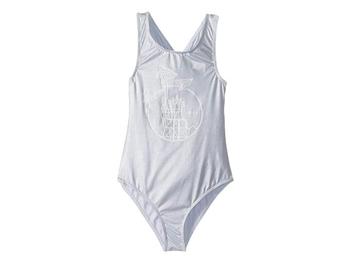 Kenzo Kids Swimsuit Statue Of Liberty (big Kids) (silver) Girl's Swimsuits One Piece
