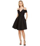 Halston Heritage Short Sleeve Cold Shoulder V-neck Silk Faille Dress (black) Women's Dress