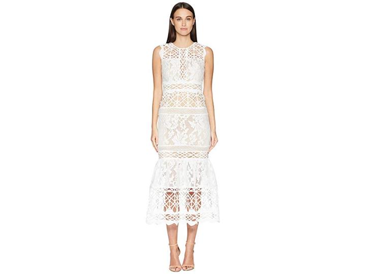 Ml Monique Lhuillier Fitted Lace Cocktail Dress (ivory/nude) Women's Dress