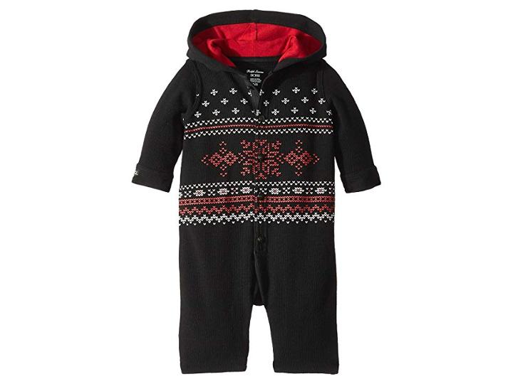 Ralph Lauren Baby Waffle-knit Cotton Coverall (infant) (black) Boy's Overalls One Piece