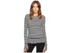 Kate Spade New York Athleisure Stripe Ruffle Pullover (black/cream) Women's Clothing