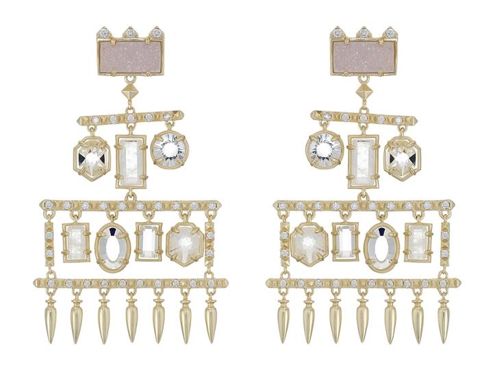Kendra Scott Emmylou Earrings (gold/rock Crystal Mix Cz) Earring