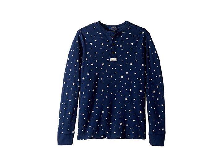 Polo Ralph Lauren Kids Star Print Cotton Mesh Henley (big Kids) (eastside Royal) Boy's Long Sleeve Pullover