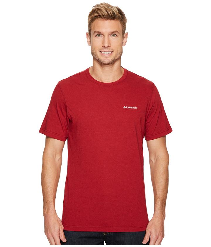 Columbia Cullman Crest Short Sleeve Shirt (red Element/moutain Red Heather) Men's Short Sleeve Pullover