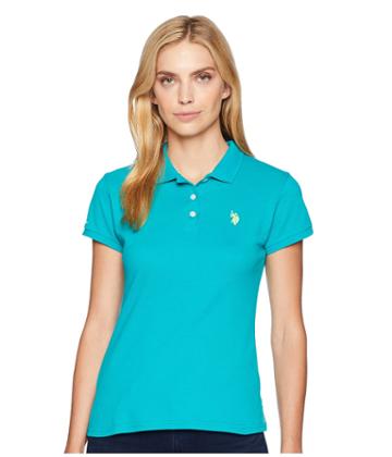 U.s. Polo Assn. Solid Pique Polo Shirt (isola Turquoise) Women's Clothing