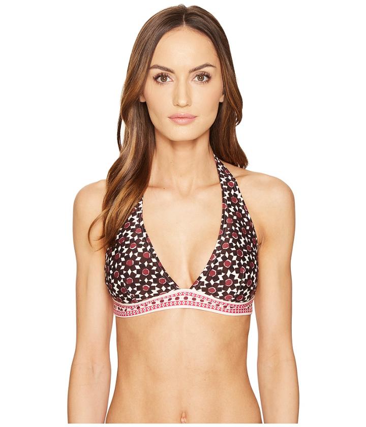 Kate Spade New York Coronado Beach #61 Halter Bikini Top W/ Removable Soft Cups (sumac Red) Women's Swimwear