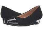 Trotters Langley (black Kid Suede Leather/patent) Women's Wedge Shoes