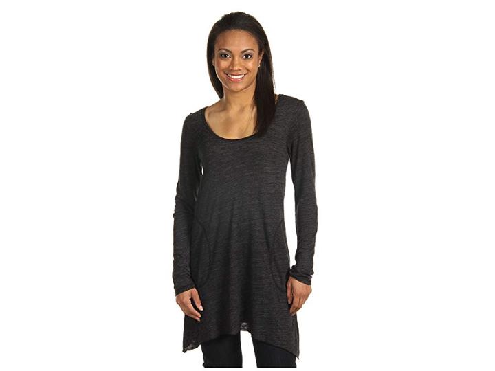 Allen Allen L/s Angled 2-pocket Scoop Tunic (black) Women's Long Sleeve Pullover