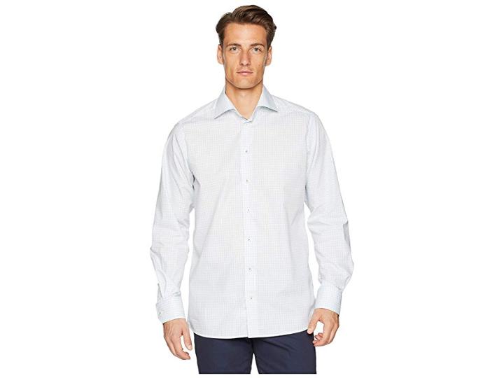 Eton Contemporary Fit Spring Plaid Shirt (green/blue) Men's Long Sleeve Button Up