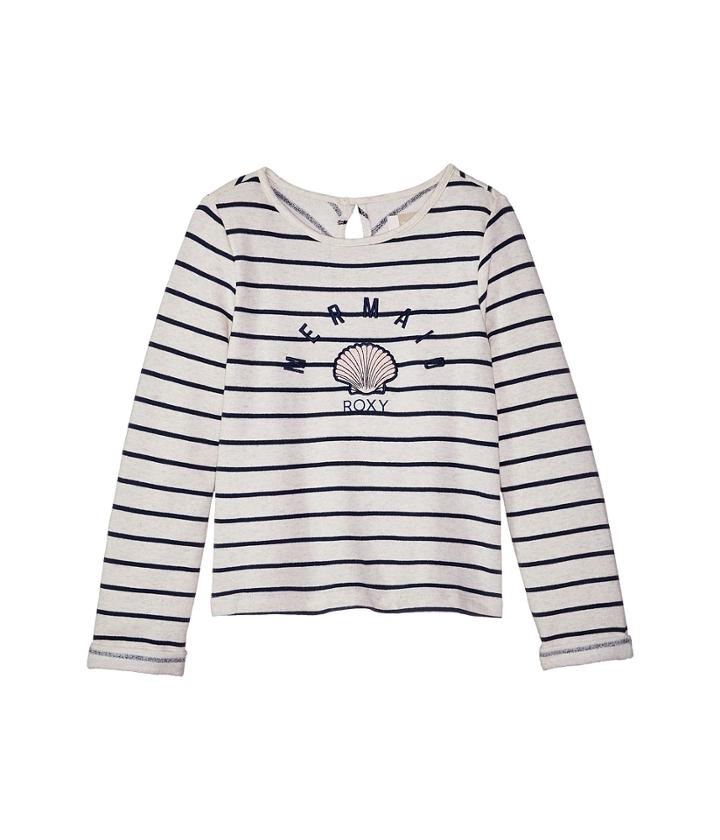 Roxy Kids Heart And Soul Fleece Top (big Kids) (dress Blues/nautic Stripe) Girl's Fleece