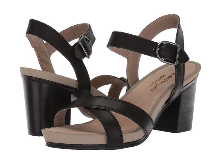 Hush Puppies Mariska Buckle Quarter (black Leather) High Heels