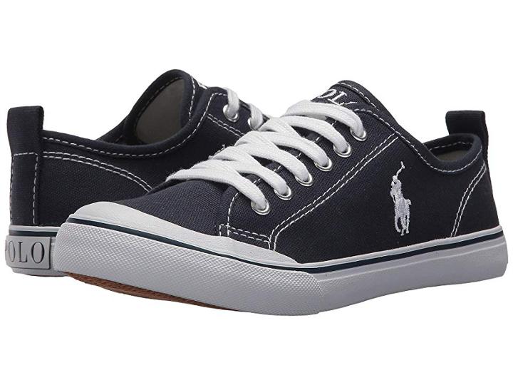 Polo Ralph Lauren Kids Karlen (big Kid) (navy Canvas/white Pony Player) Kid's Shoes