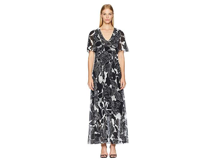 Fuzzi Flower Deco Gown (nero) Women's Dress