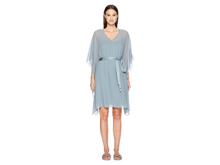 Eileen Fisher V-neck Caftan (blue Steel) Women's Clothing