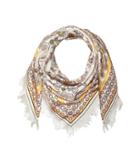 Tory Burch Hicks Garden Silk Square With Zigzag Fringe (neutral) Scarves