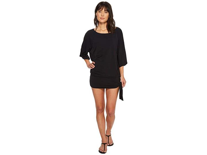 Michael Michael Kors Iconic Solids Side Tie Cover-up (black) Women's Swimwear