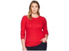 Lauren Ralph Lauren Plus Size Zipper-trim Cotton-blend Top (crimson) Women's Clothing