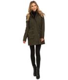 French Connection Cotton Parka W/ Leather Detail (russian Pine) Women's Coat
