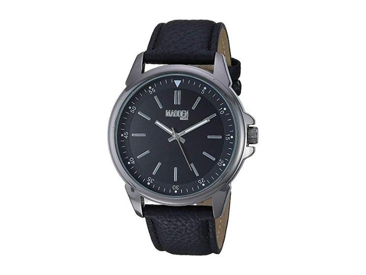 Steve Madden Madden Men Analog Strap Watch With Pendant Necklace Smms022 (black) Watches