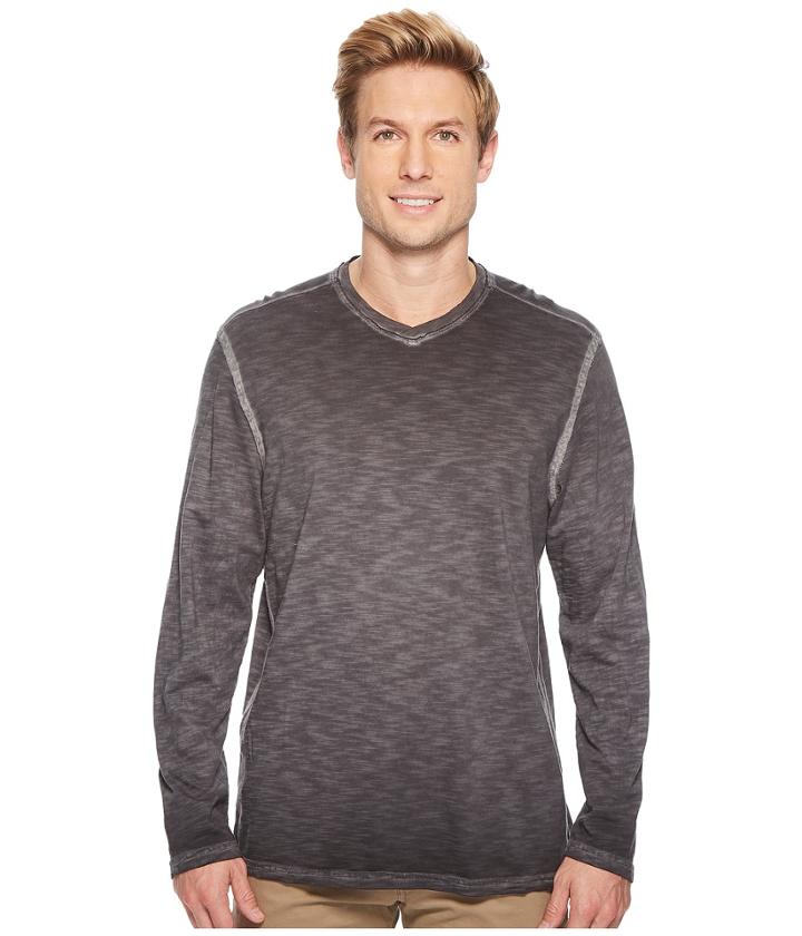 Tommy Bahama Suncoast Shores V-neck Long Sleeve Shirt (coal) Men's Clothing
