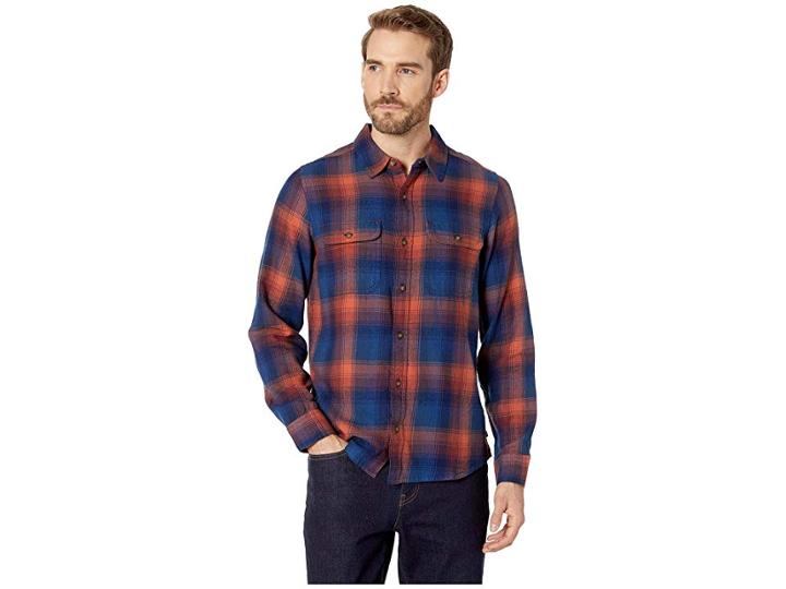 Toad&co Indigo Flannel Slim Long Sleeve Shirt (burnt Orange) Men's Clothing