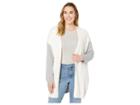 Vince Camuto Specialty Size Plus Size Long Sleeve Color Block Cardigan (antique White) Women's Sweater