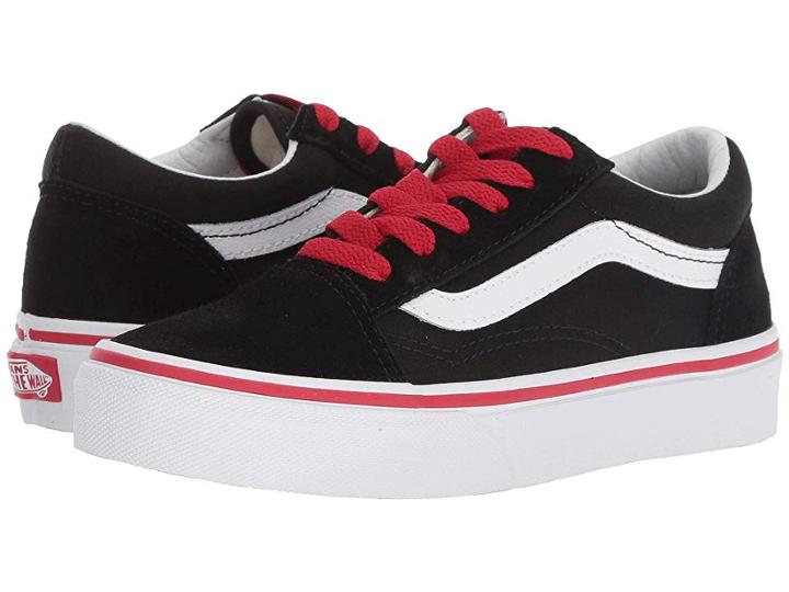 Vans Kids Old Skool (little Kid/big Kid) ((pop) Black/racing Red) Boys Shoes
