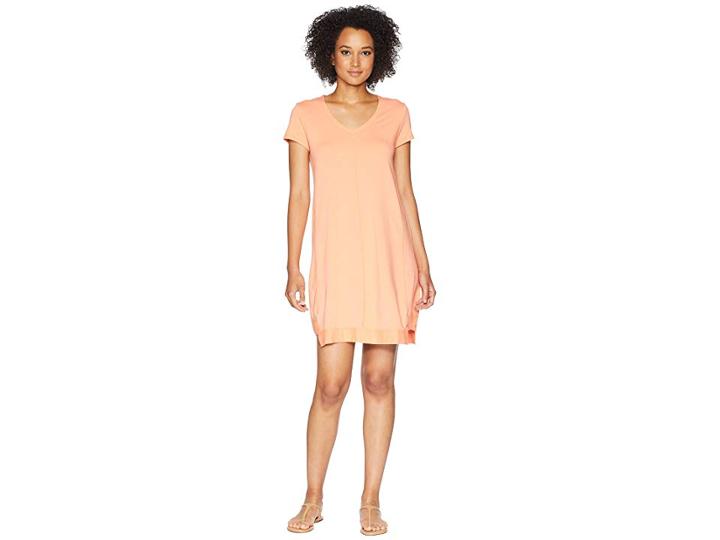 Mod-o-doc Cotton Modal Spandex French Terry Seamed Step Hem T-shirt Dress (orangesicle) Women's Dress