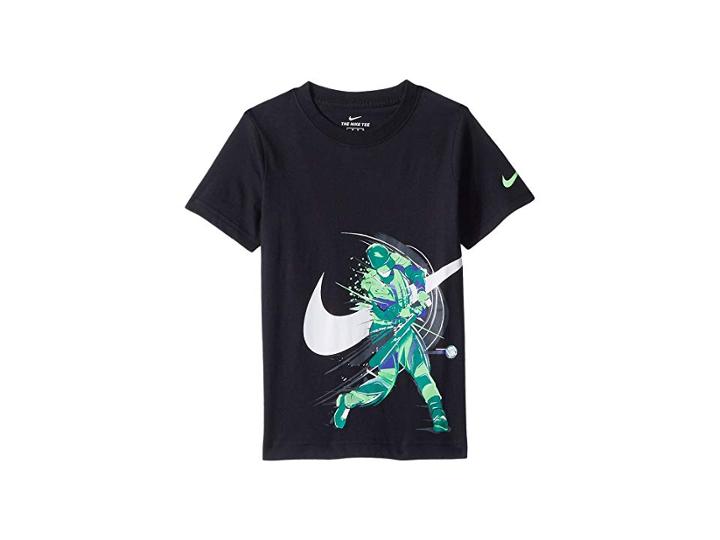 Nike Kids Brush Baseball Cotton Tee (little Kids) (black Denim/ice Blue) Boy's T Shirt