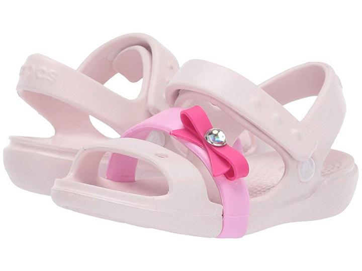 Crocs Kids Keeley Charm Sandal (toddler/little Kid) (barely Pink) Girls Shoes