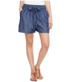 Lucky Brand Tie Front Chambray Shorts In Blue Chambray (blue Chambray) Women's Shorts