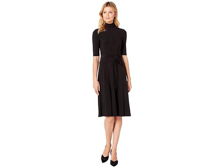 Lauren Ralph Lauren Matte Jersey Sloane Elbow Sleeve Day Dress (black) Women's Dress