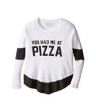 The Original Retro Brand Kids You Had Me At Pizza Thermal Contrast Pullover (big Kids) (white/streaky Grey) Girl's Clothing