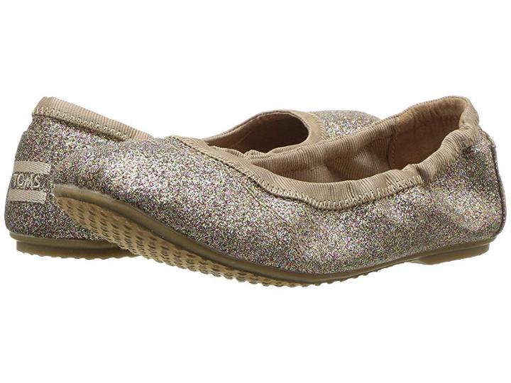 Toms Kids Ballet Flat (little Kid/big Kid) (gold Iridescent Glimmer) Girls Shoes