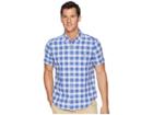 Polo Ralph Lauren Button Down Short Sleeve Sport Shirt (blue/salmon Multi) Men's Clothing