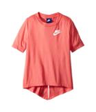 Nike Kids Sportswear Split Short Sleeve Top (little Kids/big Kids) (sea Coral/white) Girl's Clothing