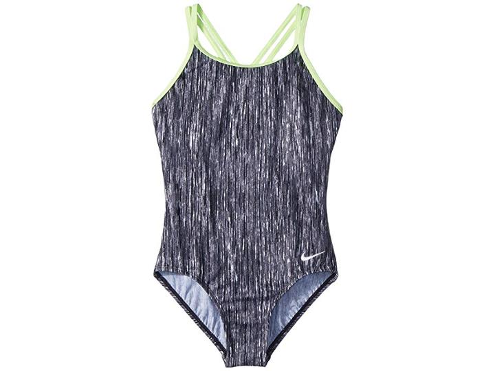 Nike Kids Rush Heather Spiderback One-piece (little Kids/big Kids) (black) Girl's Swimsuits One Piece
