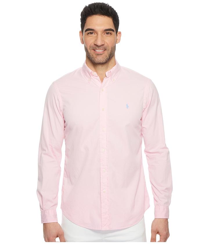 Polo Ralph Lauren Gd Chino Long Sleeve Sport Shirt (carmel Pink) Men's Clothing
