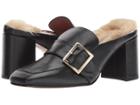 Summit By White Mountain Macey (black Leather/fur) Women's Slide Shoes