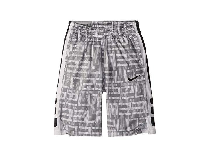 Nike Kids Dry Elite Stripe Print Basketball Short (little Kids/big Kids) (cool Grey/black/black) Boy's Shorts