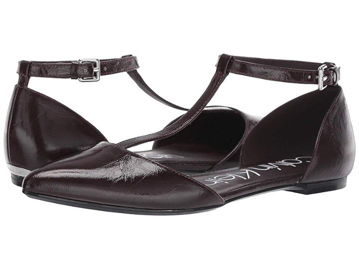 Calvin Klein Ghita Flat (eggplant Paper Patent/clear Lucite) Women's Dress Flat Shoes