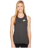 Nike Sportswear Gym Classic Tank (black Heather/sail) Women's Sleeveless