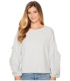Two By Vince Camuto Long Ruffled Sleeve French Terry Top (grey Heather) Women's Clothing