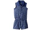 Ralph Lauren Baby Floral Mesh Polo Romper (infant) (navy/cream Multi) Girl's Jumpsuit & Rompers One Piece