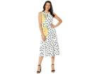 London Times Fit Flare Midi W/ Keyhole (white/gold) Women's Dress