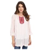 Nydj Cotton Embroidered Tunic (cassis Red) Women's Blouse