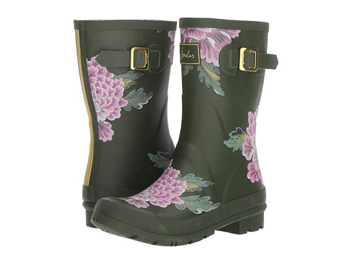 Joules Mid Molly Welly (grape Leaf Chinoise) Women's Rain Boots